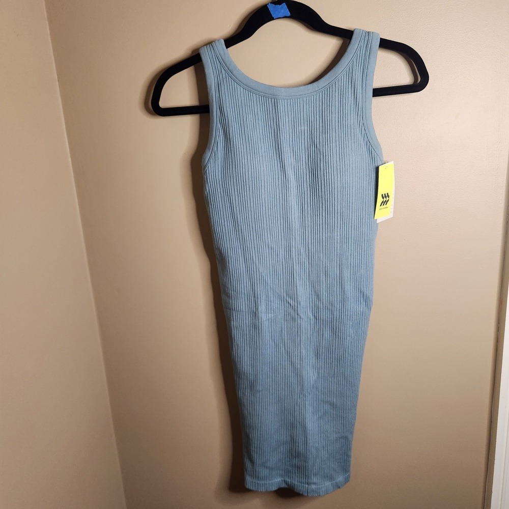 All in Motion Womens Seamless  Dress Steel Blue Ribbed Built-in Bra SZ M NWT